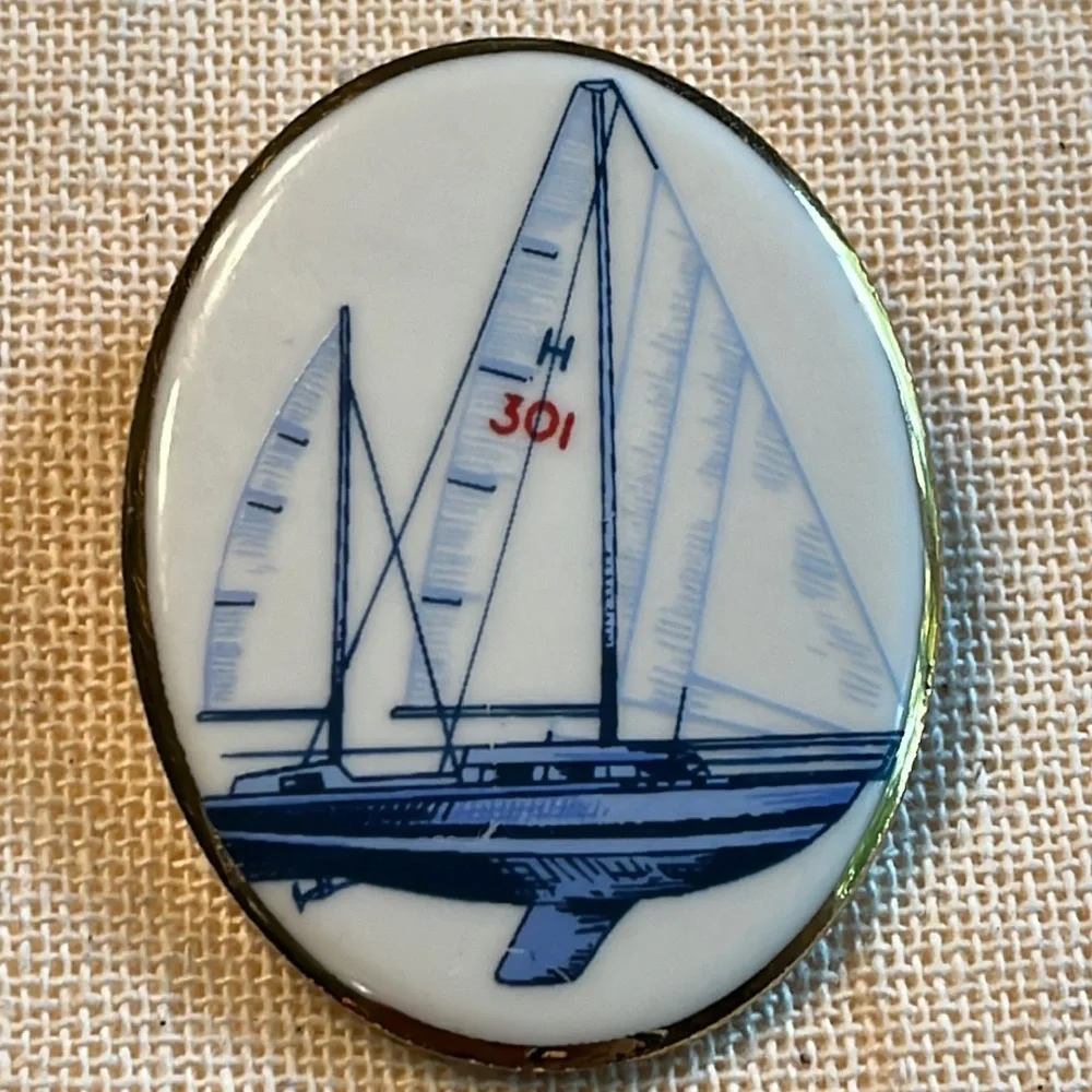 Vintage Porcelain Brooch- handmade in USA